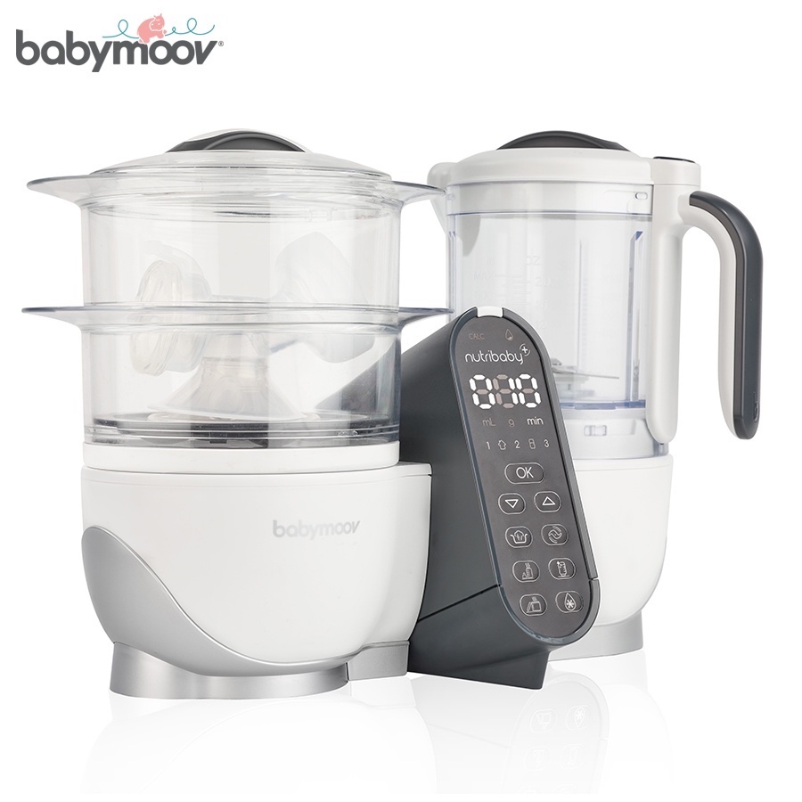 Máy tiệt trùng xay hấp đa năng Babymoov Nutribaby Plus 5in1 màu ghi kem