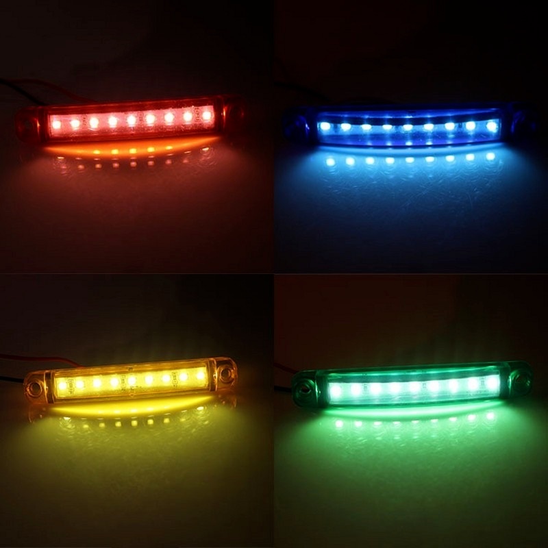 Đèn led Tín Hiệu 12-24v 9 Bóng Nhiều Màu Chống Nước Cho Xe Tải