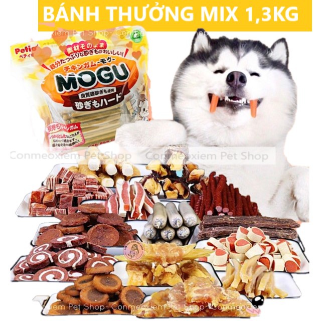 Bánh thưởng cho chó Mogu hỗn hợp 9 loại snack 1,3kg thức ăn vặt huấn luyện cún Con Mèo Xiêm