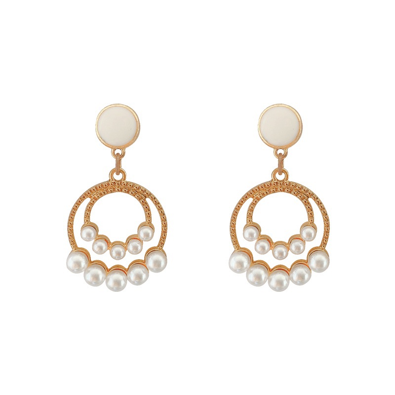 Mới Bông Tai Đính Ngọc Trai Giả Phong Cách Retro Hàn Quốc