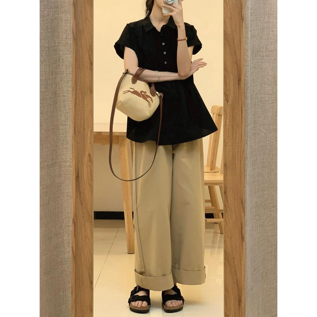 Quần Kaki Ống Rộng Lưng Cao Phong Cách Nhật Bản Thời Trang Mùa Hè 63961