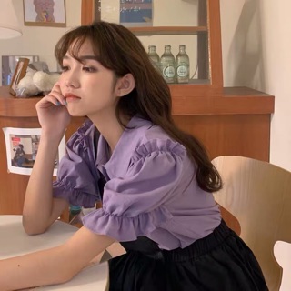 Order- Áo sơmi cổ sen tay bồng có ảnh thật