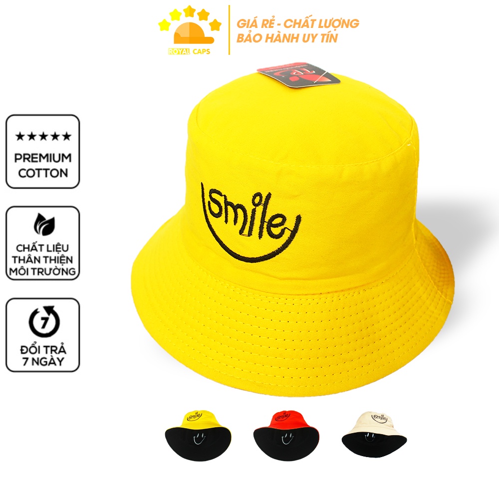 Mũ Bucket Nón Bucket Tai Bèo Nam Nữ 2 Mặt Smile Vải Kaki Unisex - Royal Caps
