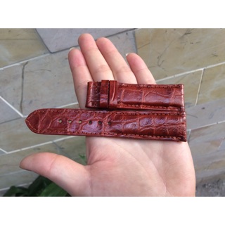 Dây đồng hồ 2 mặt da cá sấu nâu đỏ size 22