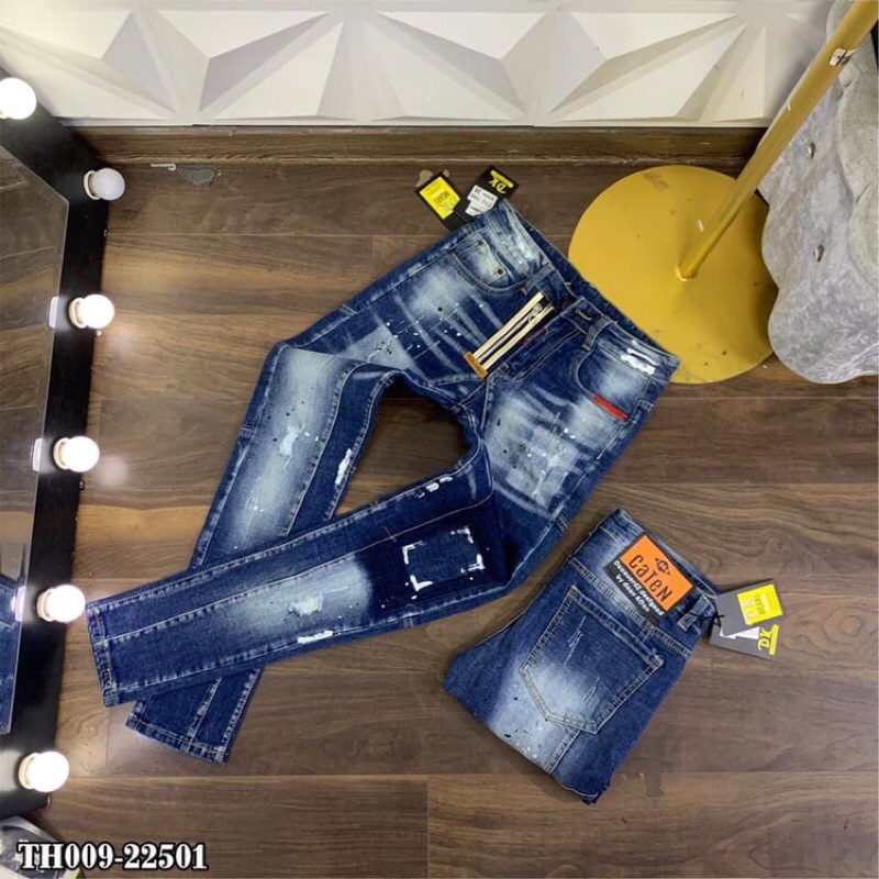 🍀 SALE Quần bò nam ống bó khoá vàng vảy sơn màu . 🍀 ^ '