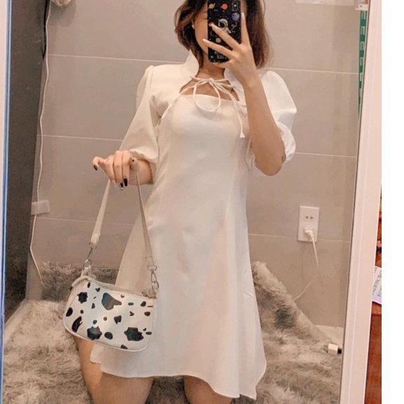 [Mã FAMARAL1 giảm 10K đơn 50K] VÁY TIỂU THƯ DÁNG XOÈ CỔ VUÔNG BO TAY SIÊU HOT CÓ KHÓA KÉO SAU | BigBuy360 - bigbuy360.vn