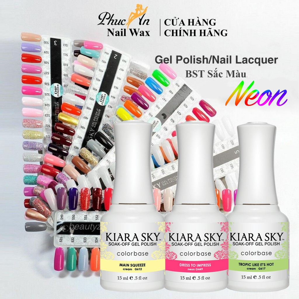 Sơn Gel Kiara Sky BST Neon ColorChính Hãng Mỹ Bóng Đẹp Đặc Mướt Bền Màu , Kềm Bến Thành , Phúc An Nail Wax