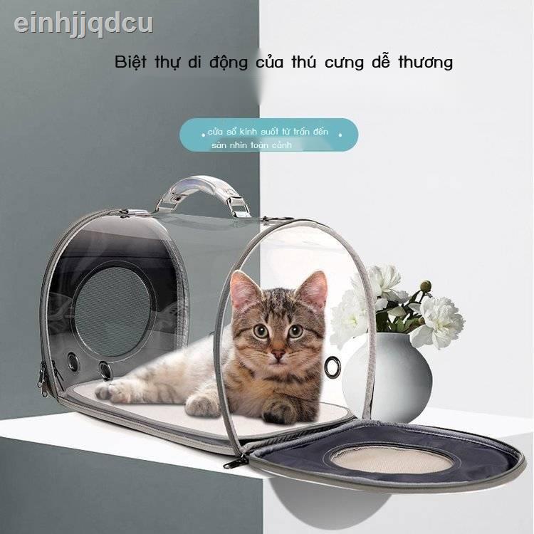 ❧✣﹍Túi mèo trong suốt đi ra ngoài mang theo cưng ba lô học thoáng khí đựng con