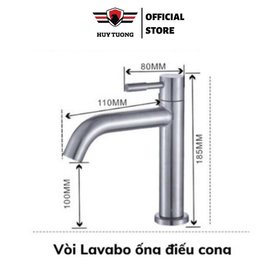 Đầu vòi nước Lavabo CONA cao cấp, thiết kế ống điếu cong chất liệu inox SUS 304, chống ăn mòn và chống gỉ - HUY TUONG