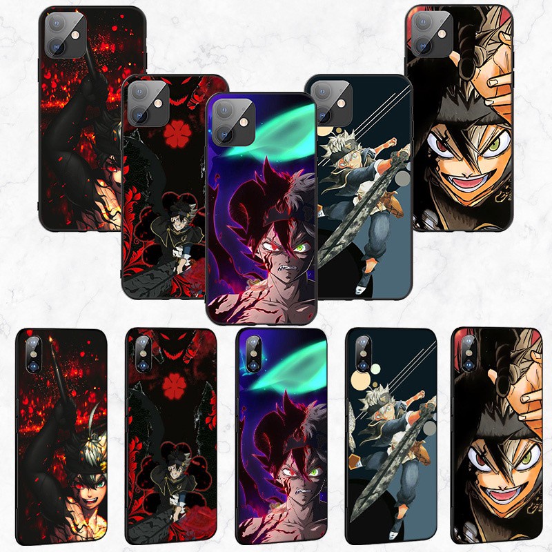 iPhone XR X Xs Max 7 8 6s 6 Plus 7+ 8+ 5 5s SE 2020 Soft Silicone Cover Phone Case Casing GR18 Black Clover Anime