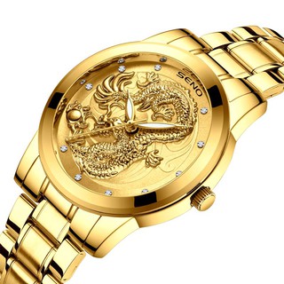 Đồng hồ nam Seno chống nước chống xước, dây kim loại vàng cao cấp DH9105 seno