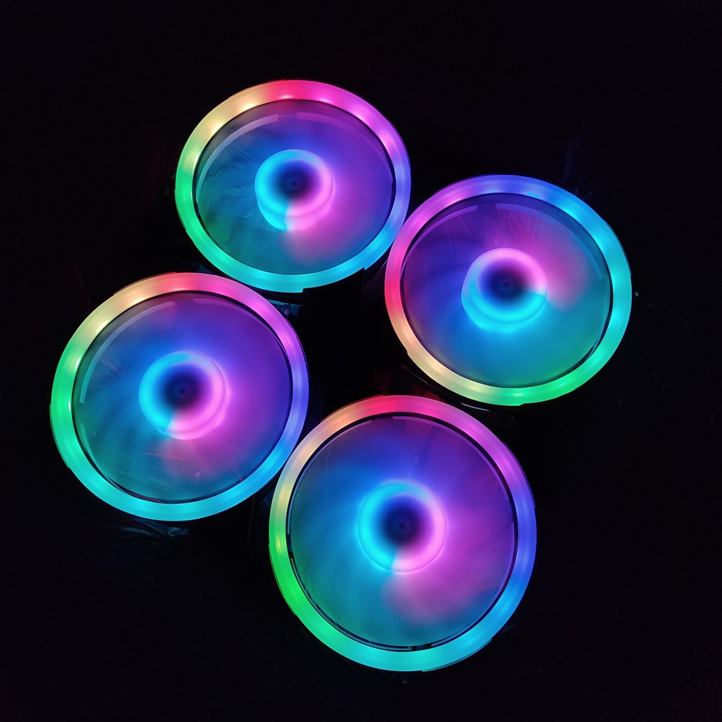 Quạt Tản Nhiệt V4 Sáng Tâm Và Viền Quạt 12cm Fan Led RGB Bộ 6 Quạt Đồng Bộ Hub Coolmoon ARGB Music