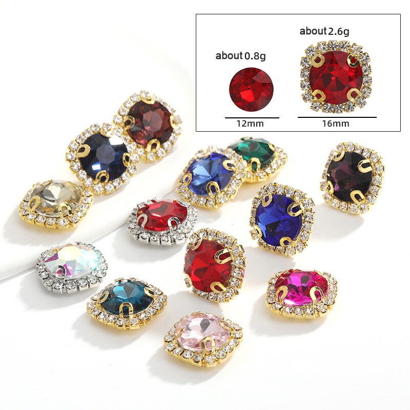 Set 10 / 20 Viên Đá Pha Lê Tròn Hình Hoa 12Mm Dùng Trang Trí Quần Áo DIY