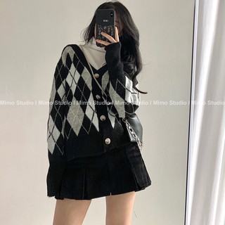 set áo cardigan - Váy nhung xếp li ( có bán tách set)
