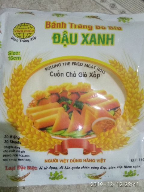 Vỏ bánh tráng đậu xanh combo 10 gói