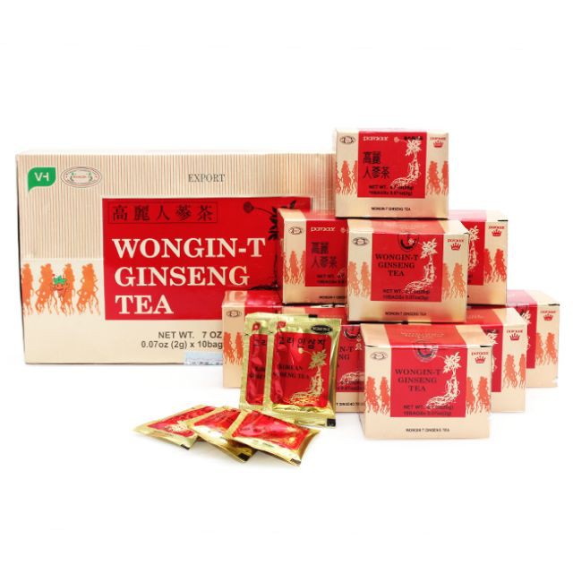 10 Hộp Trà (Chè) Sâm Hàn Quốc Wongin-T Ginseng Tea (100 gói)