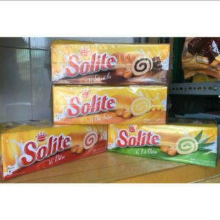 Bánh Bông Lan Cuộn Kem NHIỀU VỊ Solite hộp 360g (20Gói x 18g) LÁ DỨA,   BƠ SỮA, DÂU, SOCOLA