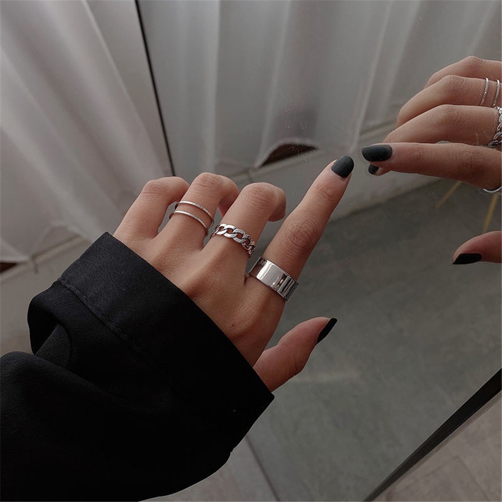 Bộ 3 Nhẫn Thời Trang Hàn Quốc Đơn Giản Có Thể Điều Chỉnh Kích Cỡ
