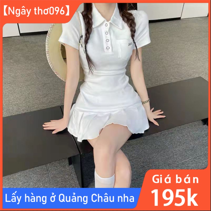 Đầm cổ POLO dáng ôm thời trang mùa hè cho nữ năm 2021