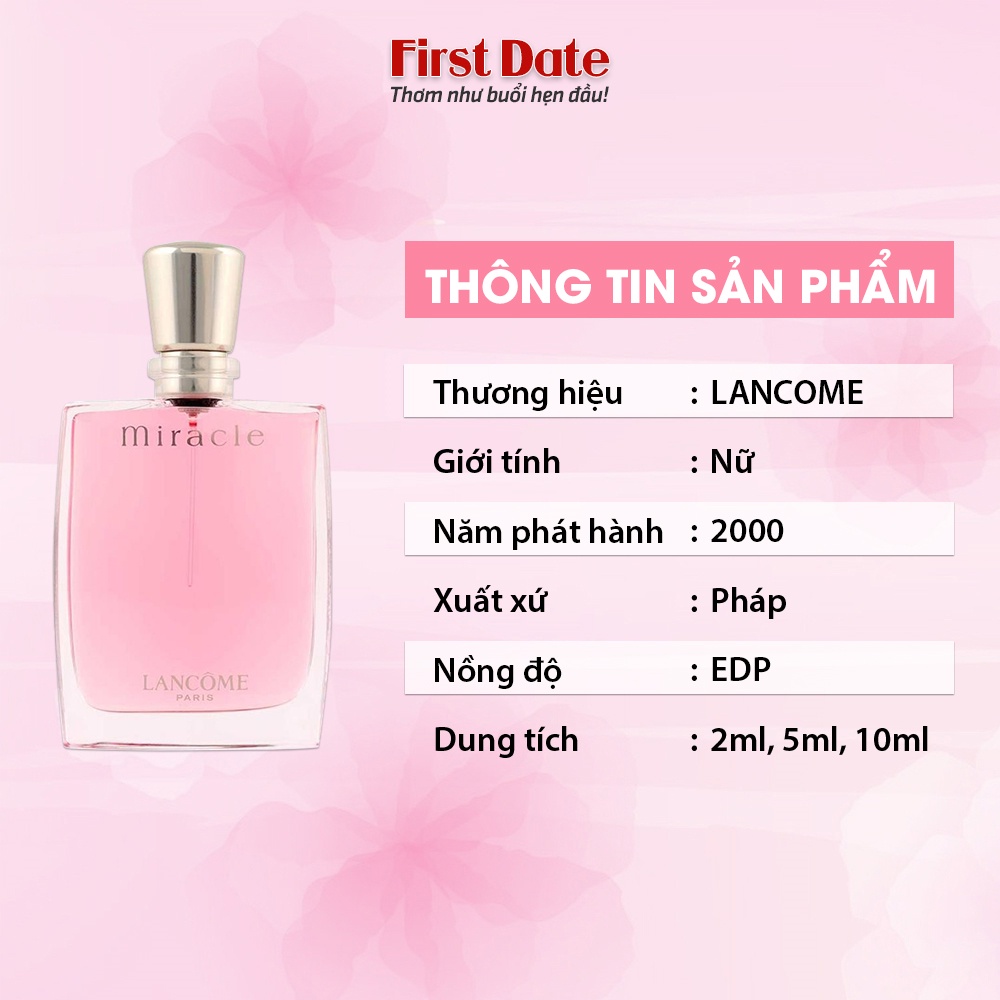 Nước hoa nữ Lancome Miracle Hương thơm nhẹ nhàng Hiện đại, Thanh lịch, Nữ tính - First Date