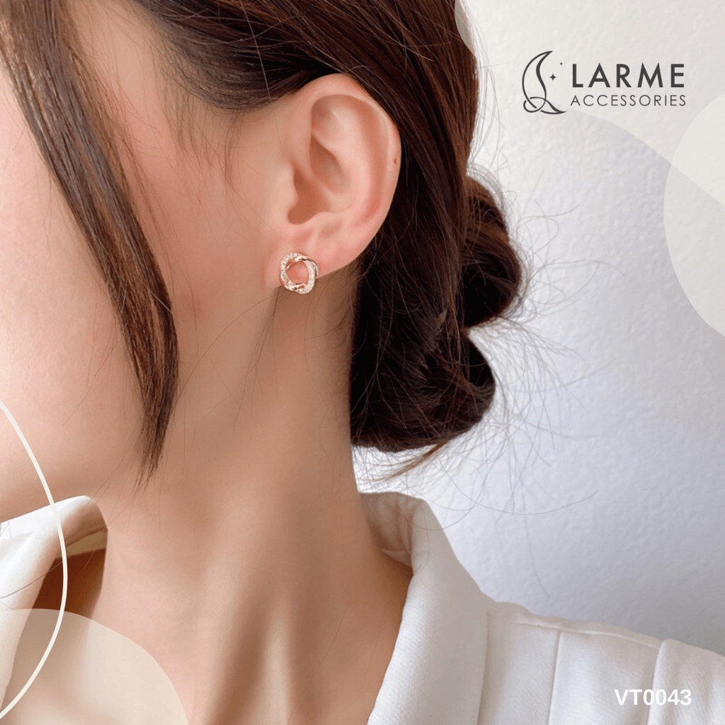 Khuyên tai nữ, bông tai nữ chuôi bạc S925 dáng tròn - KT0144