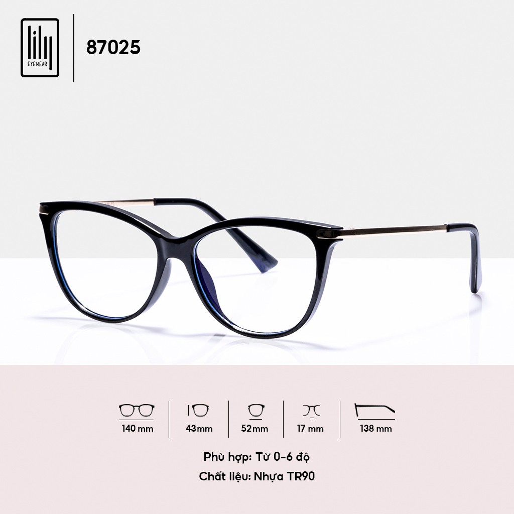 Gọng kính cận nữ Lilyeyewear mắt mèo chất liệu hợp kim không gỉ kiểu dáng thời trang 87025