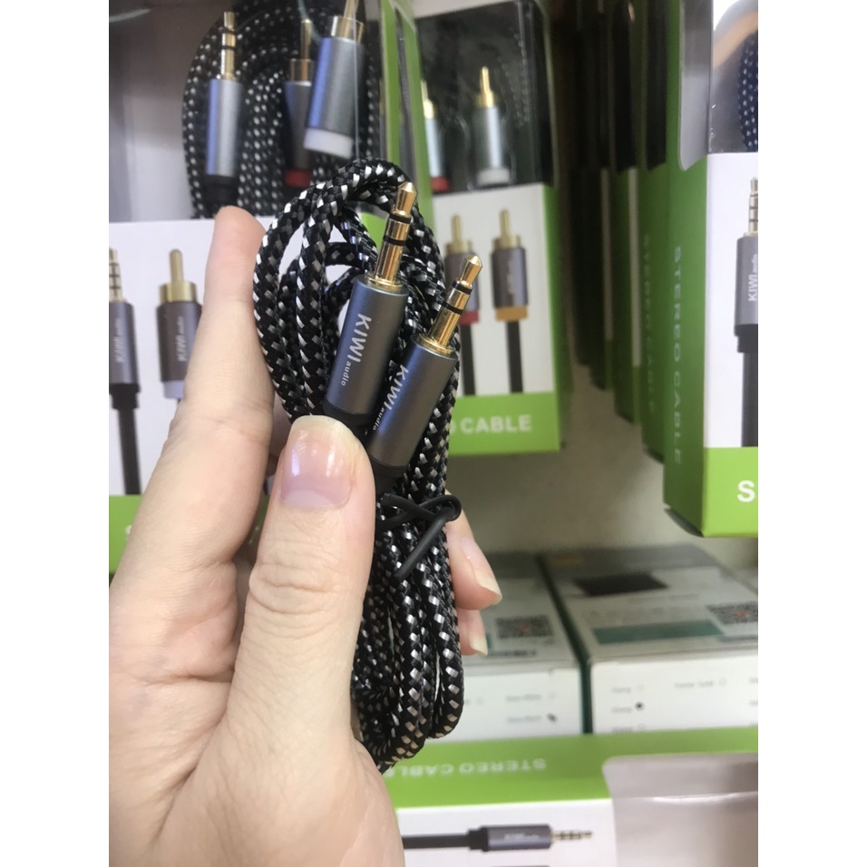 Cáp Kiwi 3.5mm ra 3.5mm. Dây AUX truyền tín hiệu âm thanh hai đầu 3.5mm dài 1,5m. Dây AV KIWI 3.5 to 3.5