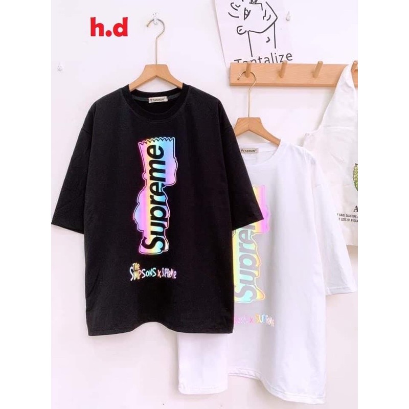 áo thun phản quảng tay lỡ chữ dọc supreme chất đẹp hđ
