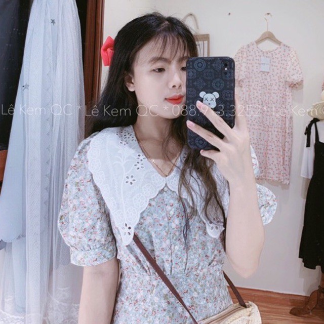 Váy Hoa Nhí 🌸 [FREESHIP ] 🌸 Váy Cổ Ren Chun Sau Đầm Váy Vintage Dáng Xoè Mới [ Hàng QCCC Có size SM ] 💋💋