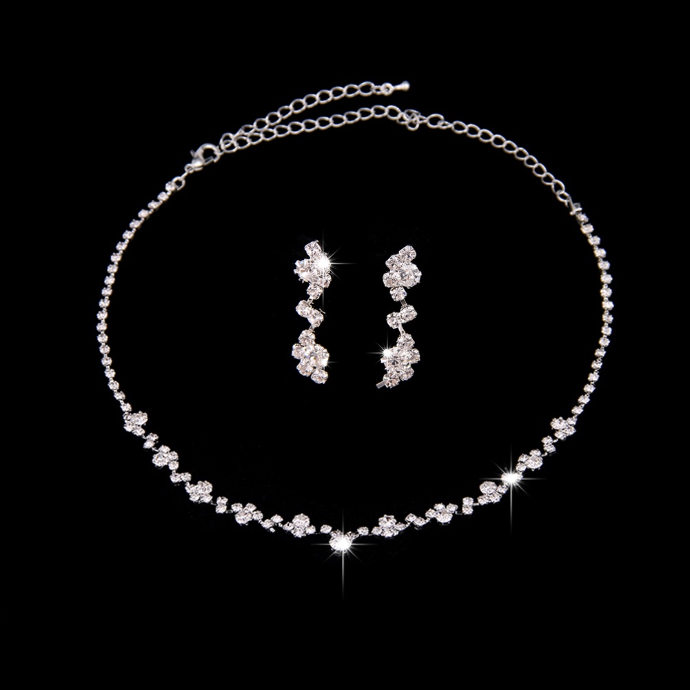 Bộ Vòng cổ + Bông Tai Đính Pha Lê Sang Trọng Thời Trang 2018 C8J9