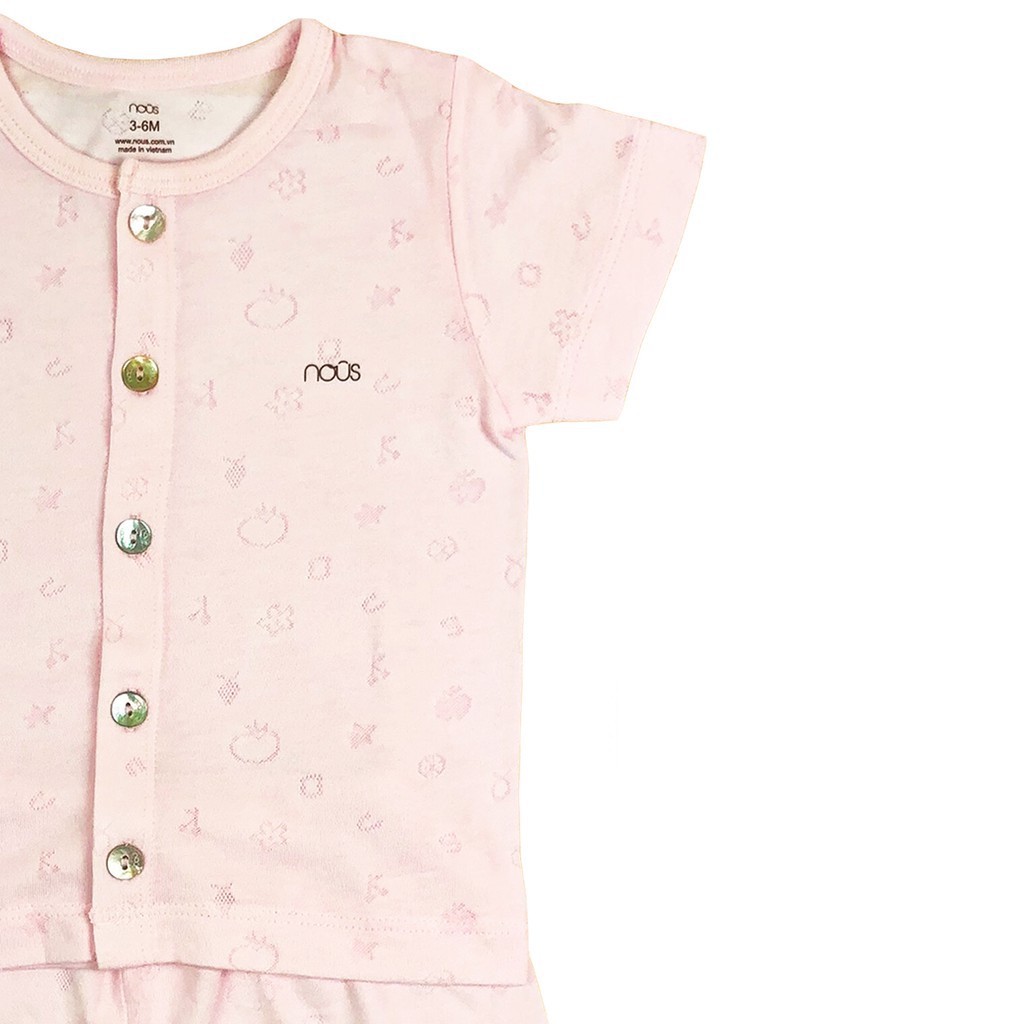 [NOUS] Bộ Quần Áo Cài Thẳng Cộc Thường Hồng Pastel NOUS (Size 3-6 Tháng Đến 9-12 Tháng) N14-1