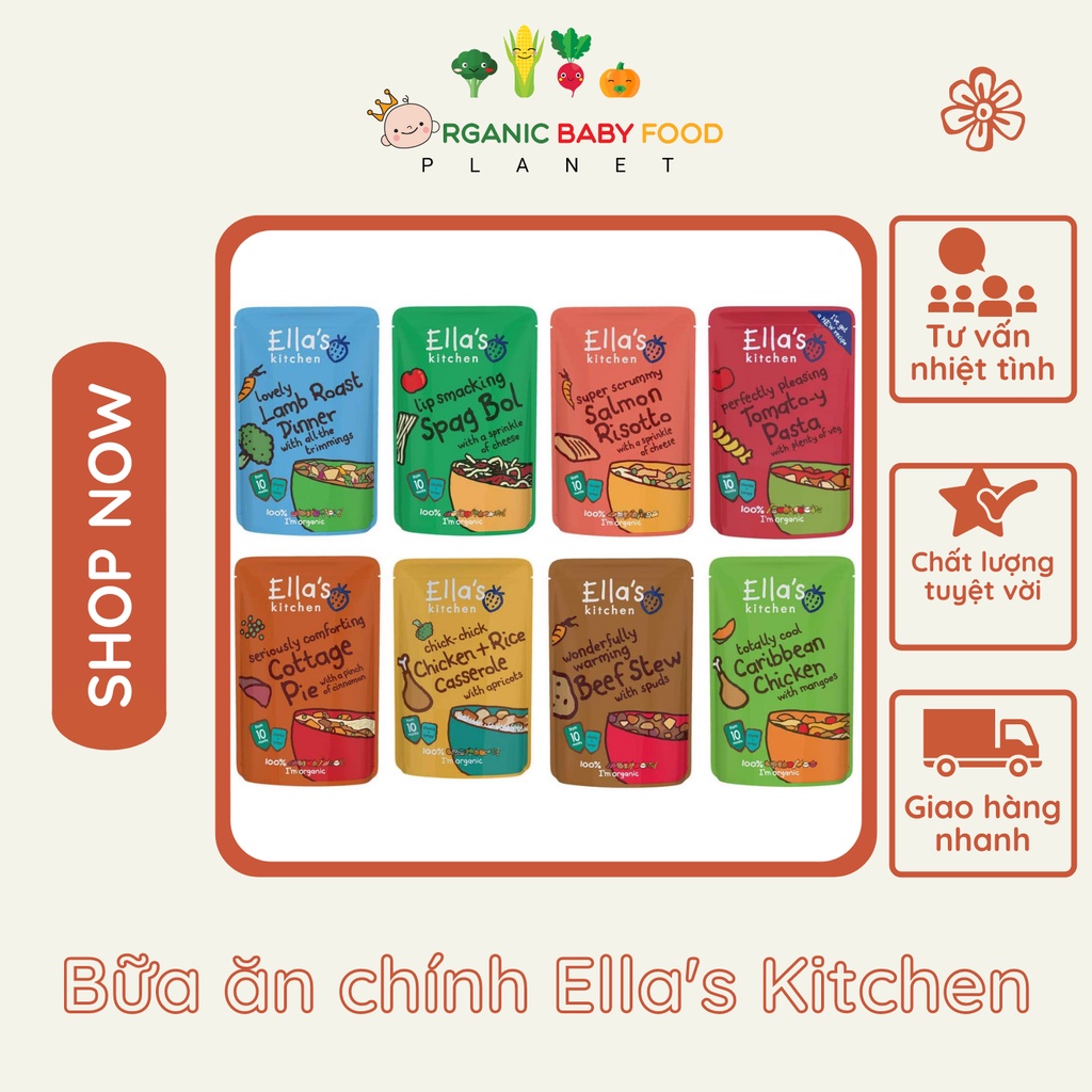 Đồ ăn dặm hữu cơ Ella s Kitchen nhiều vị thơm ngon cho bé 10 tháng tuổi