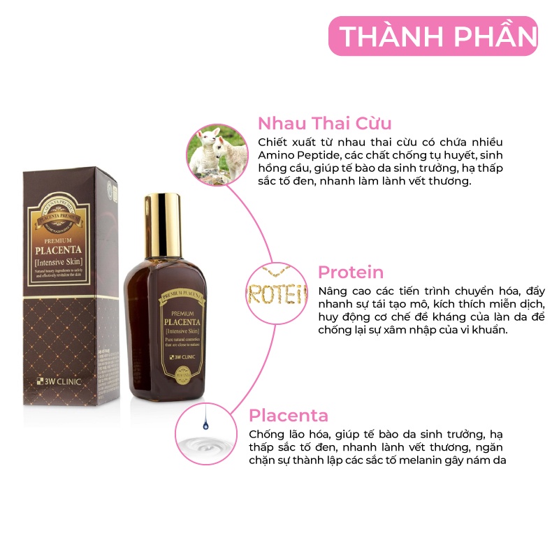 Serum trắng da dưỡng ẩm chống lão hóa trắng da tinh chất nhau thai cừu 3W Clinic Hàn Quốc 145ml