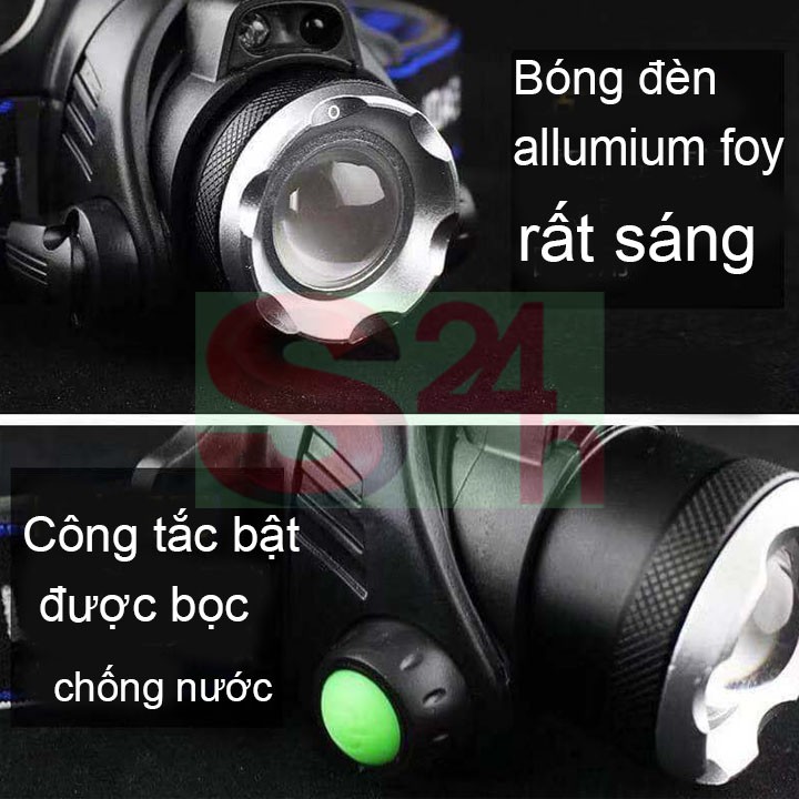 Đèn pin led đội đầu 1 bóng siêu sáng có sạc