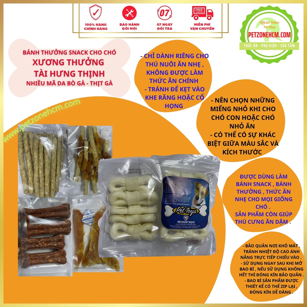 Xương gậm da bò Tài Hưng Thịnh 🏷️ FREESHIP 🏷️ Snack, bánh thưởng THT cho chó mài răng và ngứa răng hiệu quả