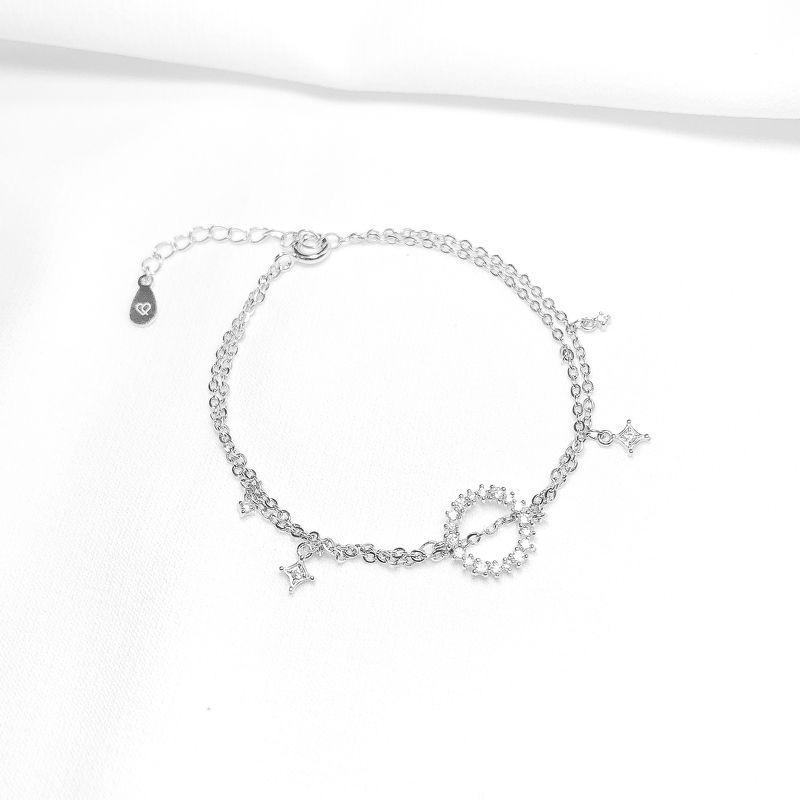 Lắc Tay Bạc Blue Peach Circle &amp; Star LT413