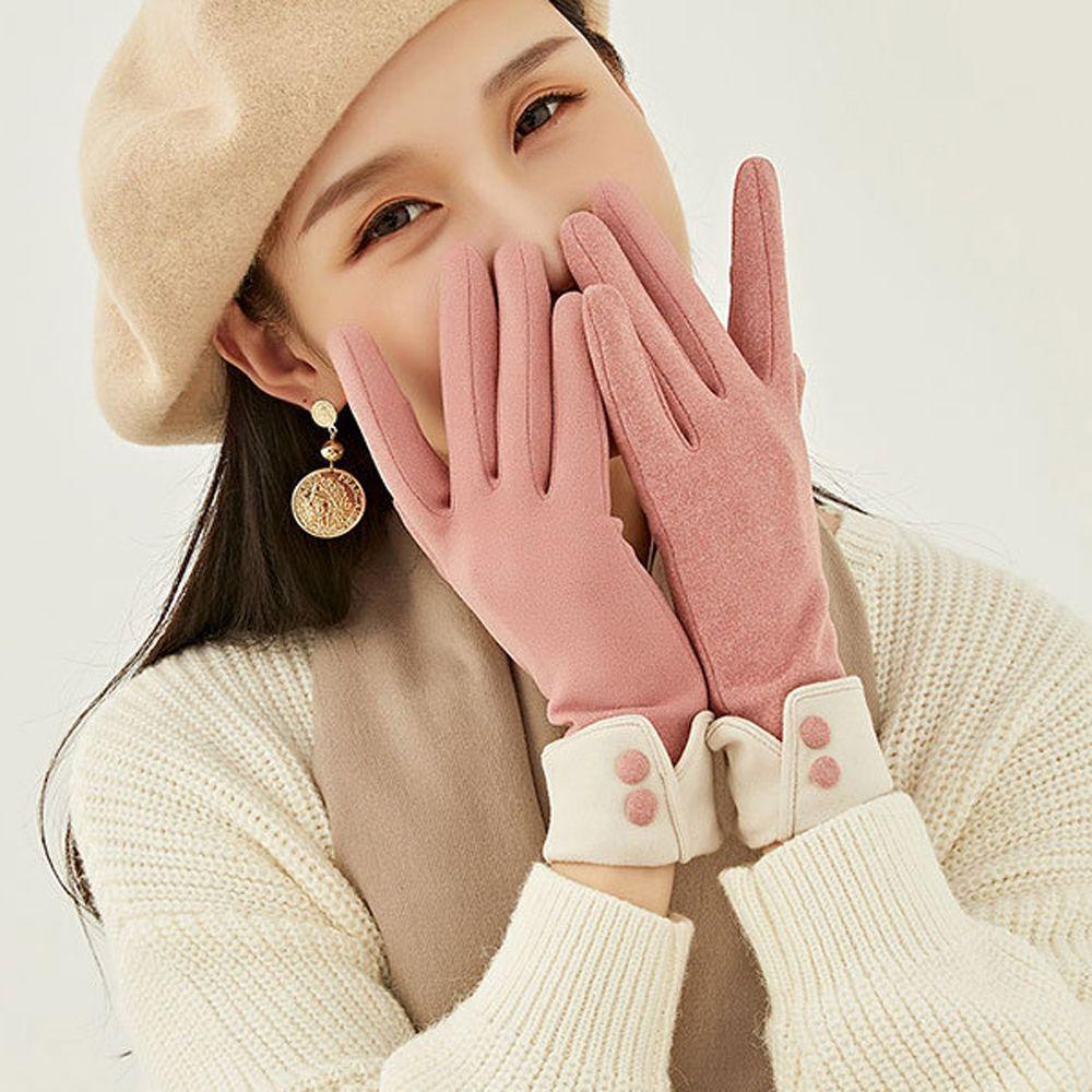 Găng Tay Hở Ngón Giữ Ấm Mùa Đông Màu Trơn Đơn Giản Dành Cho Nữ