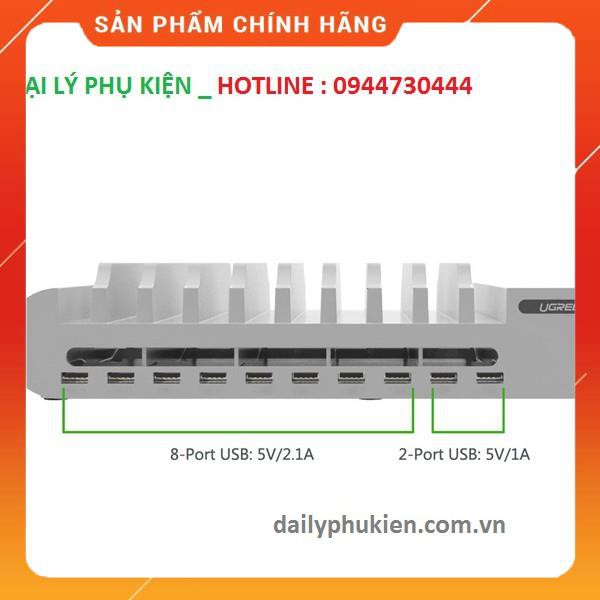 Sạc đa năng 96W/12V 10 cổng USB có 10 khe cắm Ugreen 20380 dailyphukien