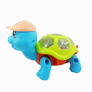 Đồ Chơi Con Rùa Đội Mũ Phát Sáng Đi Bộ Có Dây Tặng Kèm