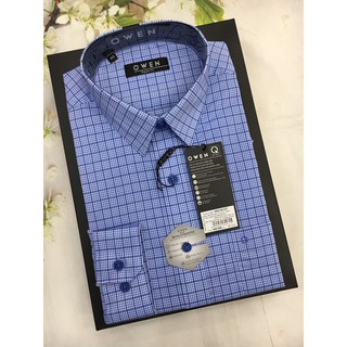 (OWEN SALE) ÁO SƠ MI AS21001 MẪU MỚI 2020 KẺ CARO NHỎ XANH TRẮNG