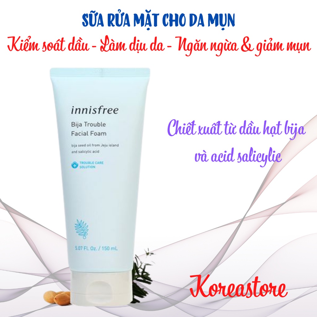 Sữa rửa mặt cho da dầu mụn Innisfree Bija 150ml