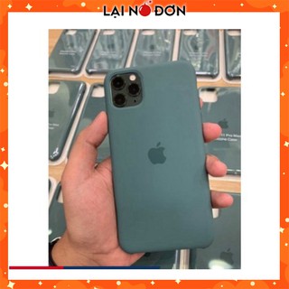 Ốp iphone chống bẩn logo táo màu xanh bóng đêm iphone 11/pro/max