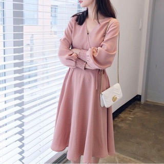 Đầm caro form dài đan dây eo