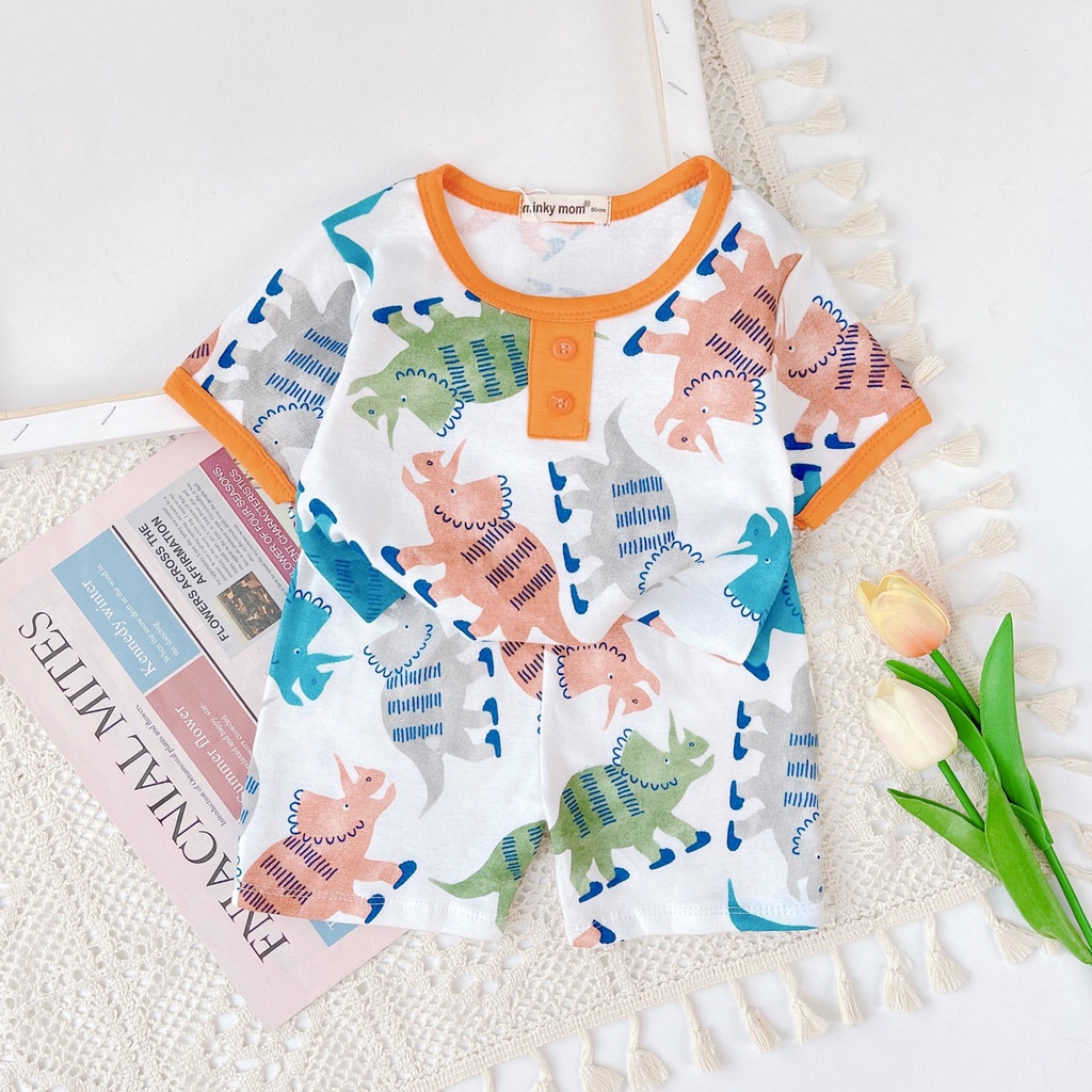 [MÀU NGẪU NHIÊN] Combo 4 Bộ Cộc Tay Cho Bé Trai, Bé Gái Minky Mom Vải Cotton Borip, Bộ Quần Áo Trẻ Em Mặc Nhà MKM2212