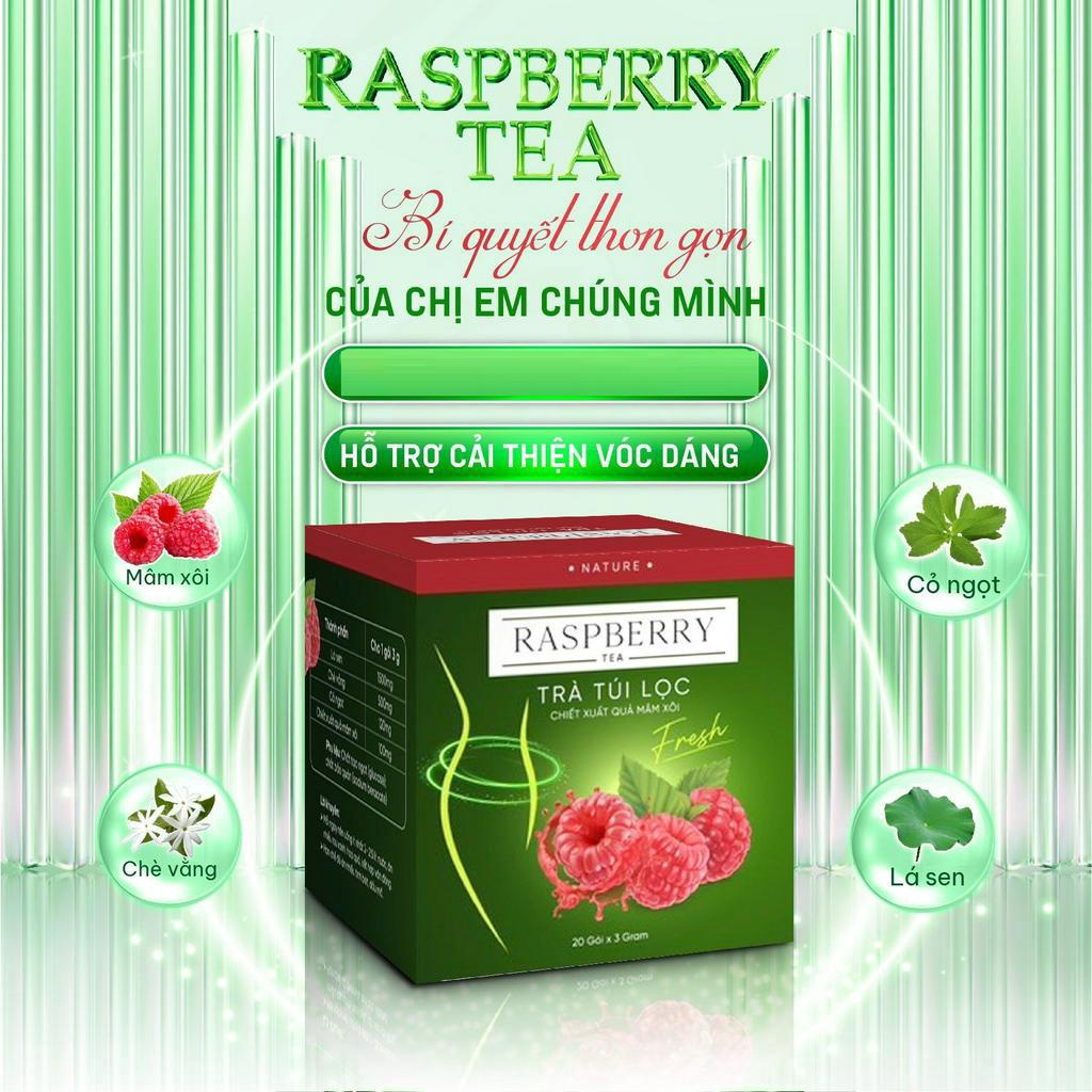 [Chính Hãng] Trà Mâm Xôi Phúc Bồn Tử Raspberry Dạng Túi Lọc Hỗ Trợ Giảm Cân Đẹp Da - Hộp 25 túi lọc x 3g