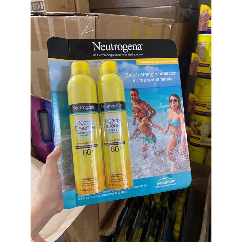 Set Xịt chống nắng Neutrogen Beach Defense SPF 60+