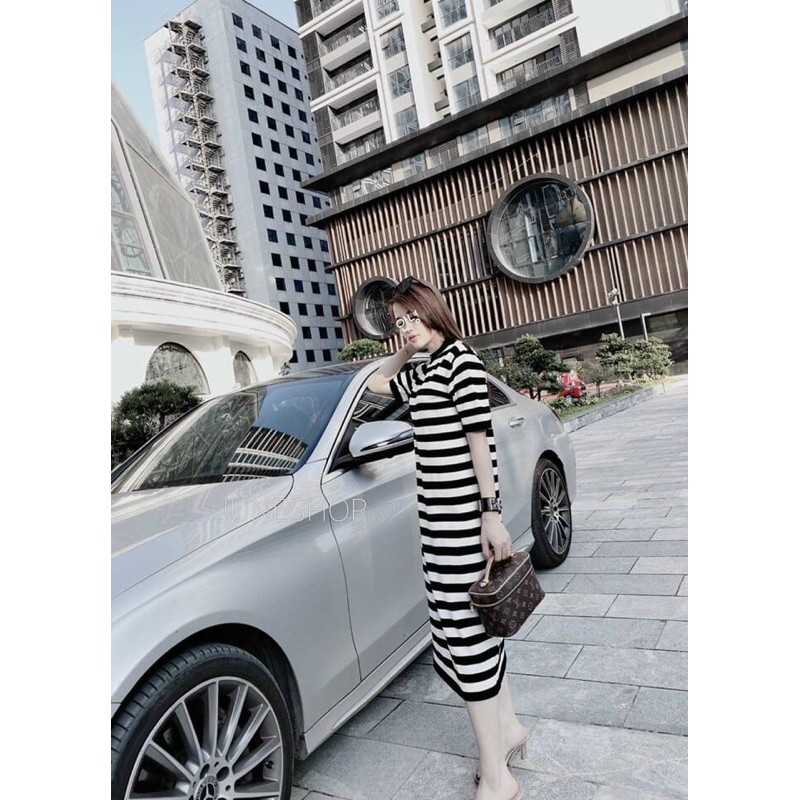 Váy bầu thời trang Aidenshop váy Len Thu Đông mịn dáng suông tay lỡ