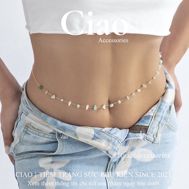 [HOẢ TỐC 1H] Vòng bụng/ Vòng eo thiết kế đính đá xanh tinh tế mới lạ trendy Oralie Ciao