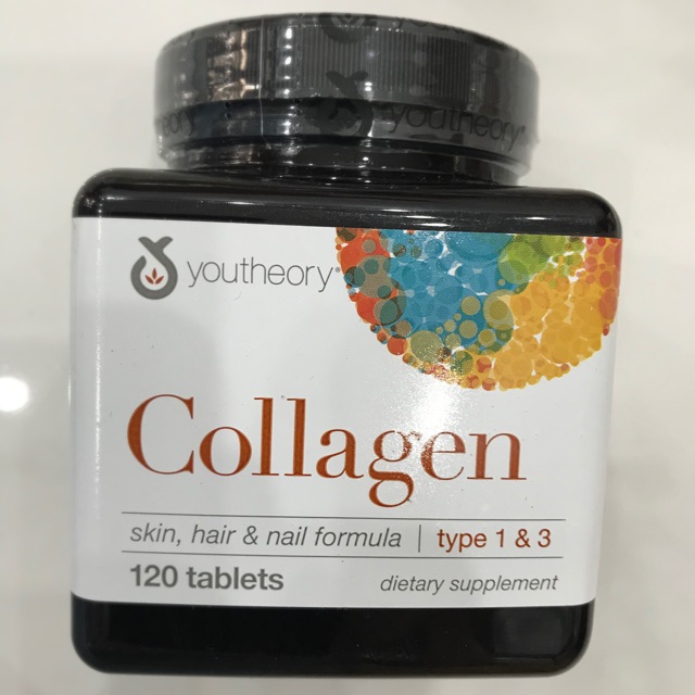 Youtheory Collagen Skin- Hair Nails Formula Types 1 3 - 120 Tablets