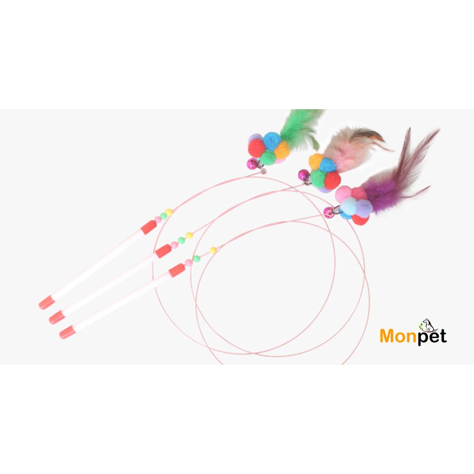 [Mã PET50K giảm Giảm 10% - Tối đa 50K đơn từ 250K] Cây vờn mèo, Cần câu mèo lông vũ có chuông - Đồ chơi cho mèo